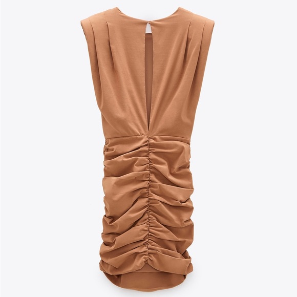 Zara draped detail dress with shoulder pad - Picture 2 of 5